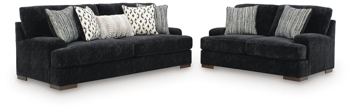 Winterbourne Cross Sofa and Loveseat