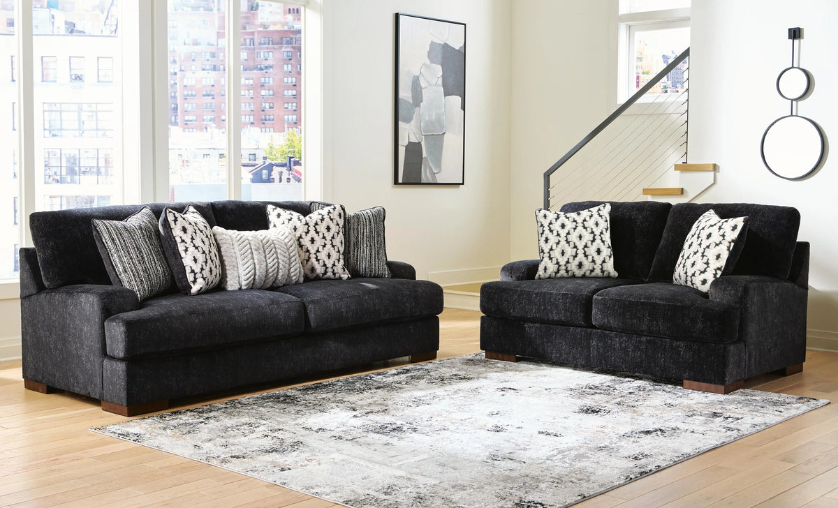 Winterbourne Cross Sofa and Loveseat