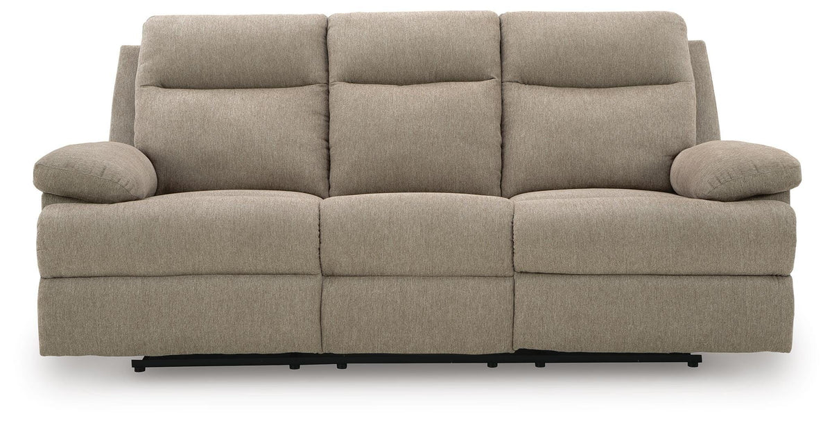 Verrin Reclining Sofa with Drop Down Table in Mocha