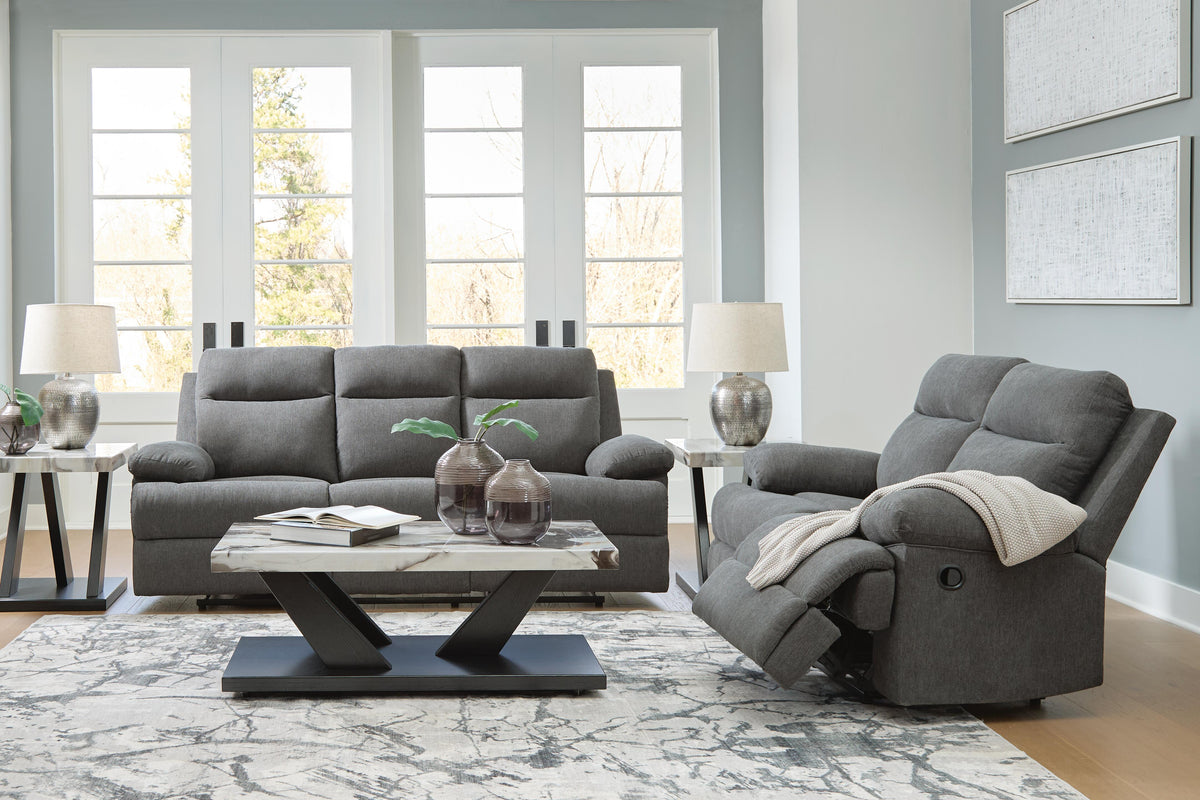 Verrin Reclining Sofa and Loveseat in Charcoal