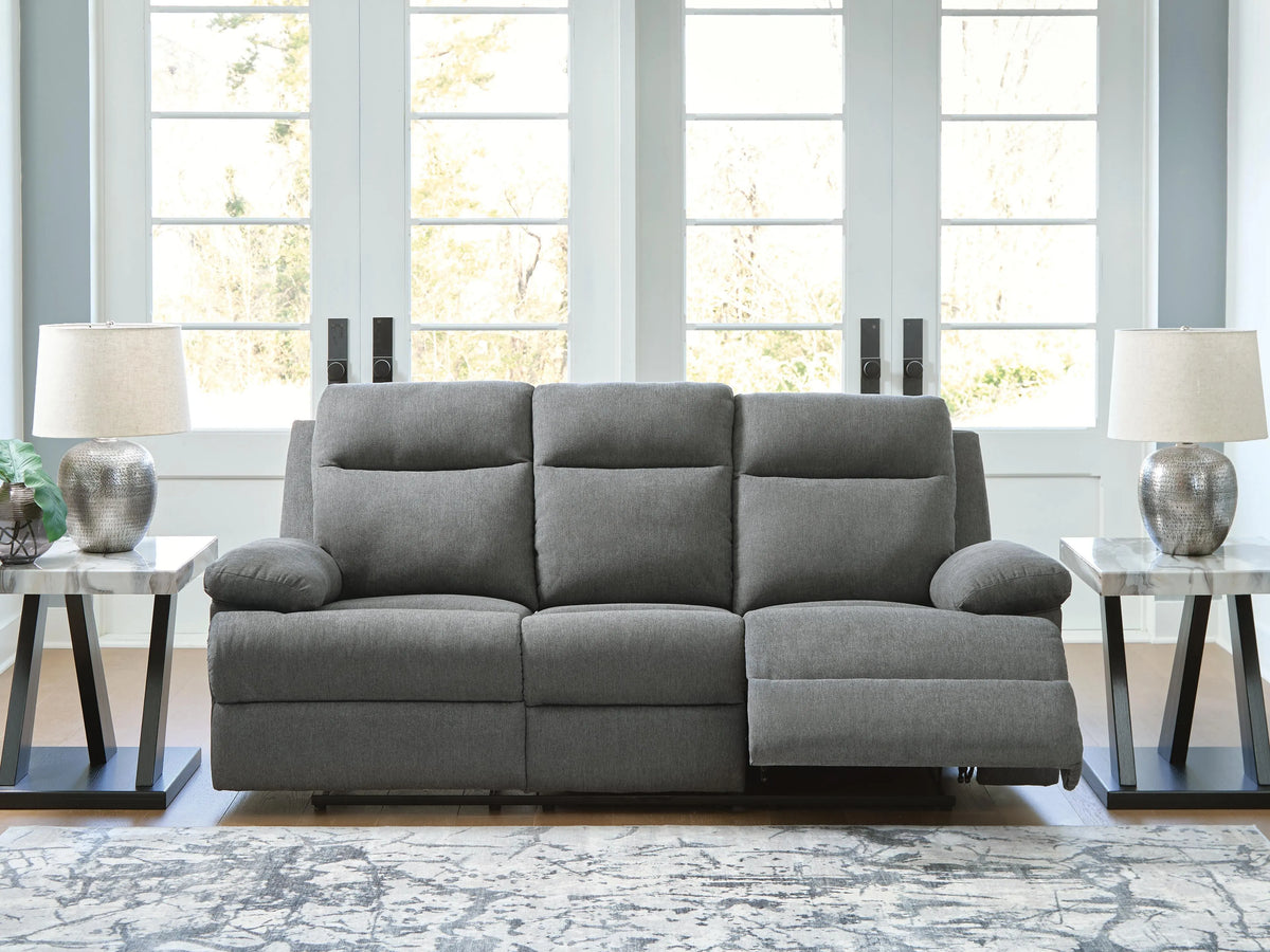Vantis Reclining Sofa with Drop Down Table in Charcoal