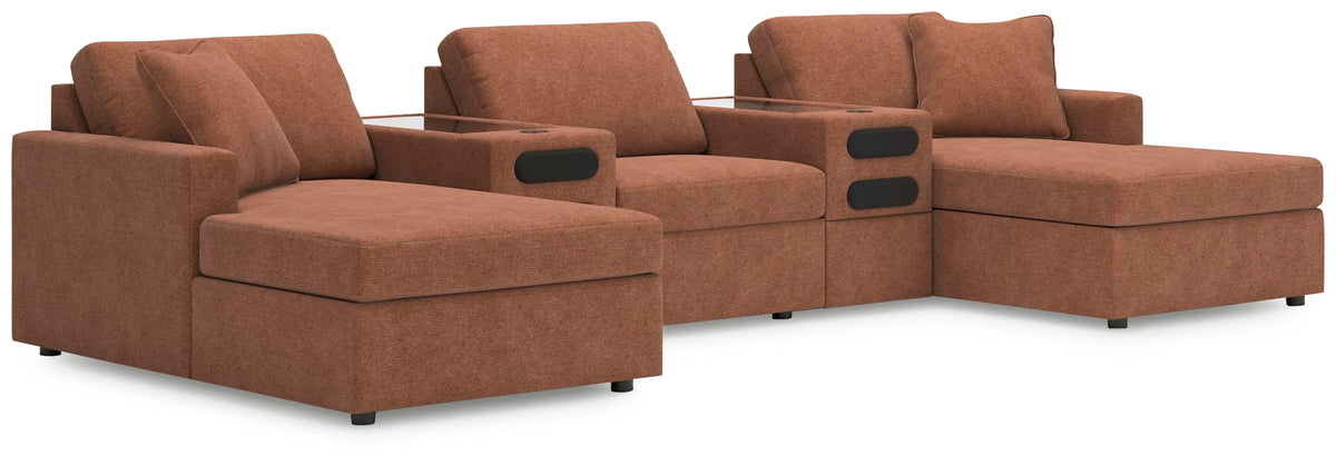 Marlow 5-Piece Double Chaise with Audio Consoles in Spice