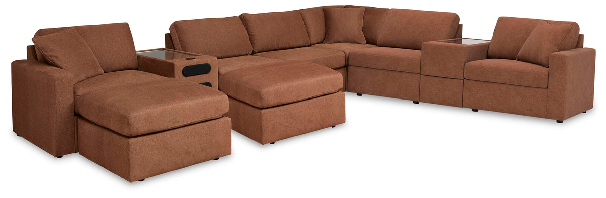 Marlow 8-Piece Sectional and 2 Ottomans in Spice