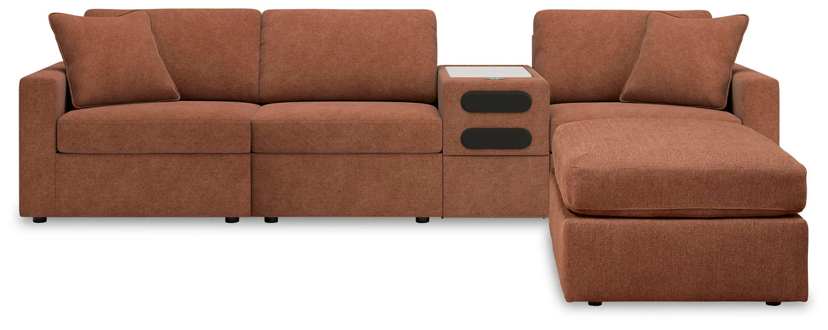 Marlow 4-Piece Sectional and Ottoman in Spice II