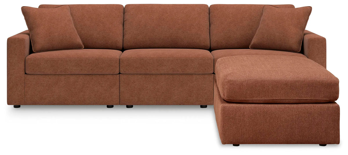 Marlow 3-Piece Sectional and Ottoman in Spice