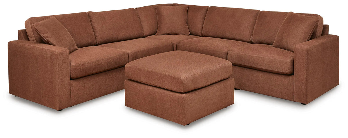 Marlow 5-Piece Sectional and Ottoman in Spice