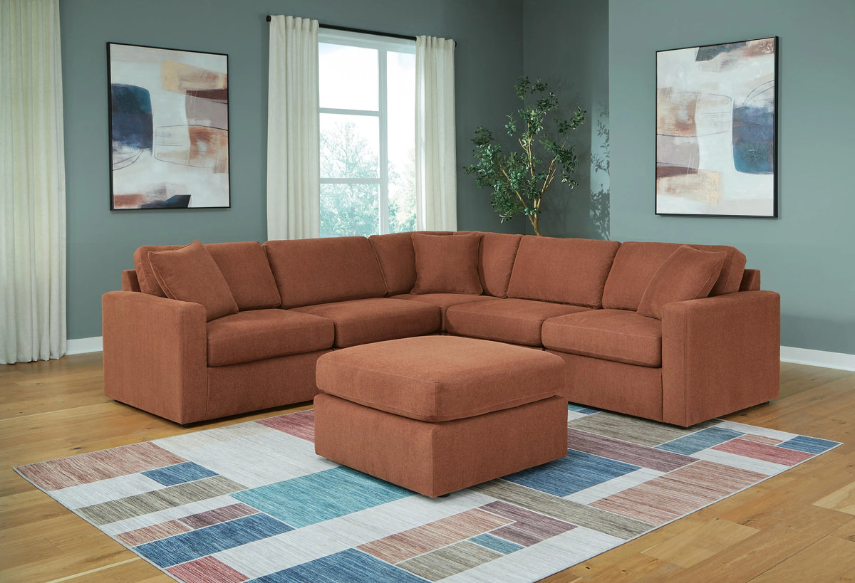 Marlow 5-Piece Sectional and Ottoman in Spice