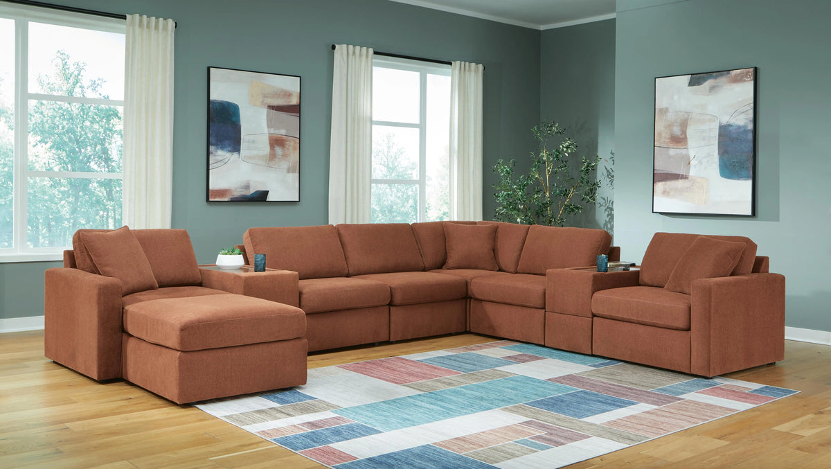 Marlow 8-Piece Sectional and Ottoman in Spice