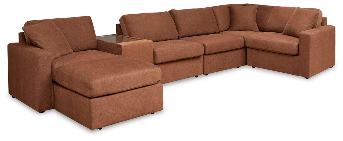 Marlow 6-Piece Sectional and Ottoman in Spice