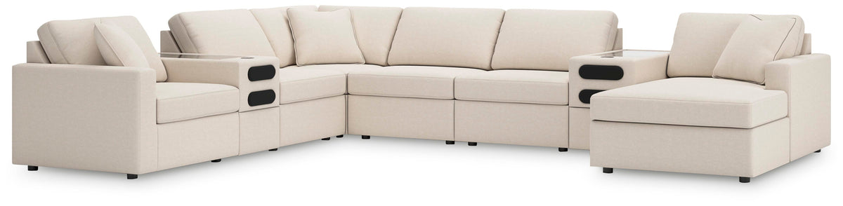 Marlow 8-Piece Sectional with Audio System and Chaise in Oyster Performance Fabric