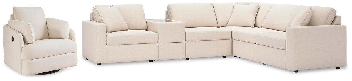 Marlow 6-Piece Sectional and Swivel Glider Recliner in Oyster