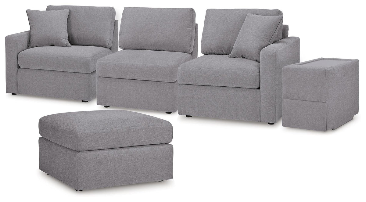 Marlow 4-Piece Sectional and Ottoman in Granite