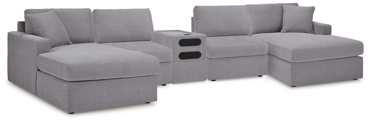 Marlow 5 Piece Sectional with Audio Console in Granite