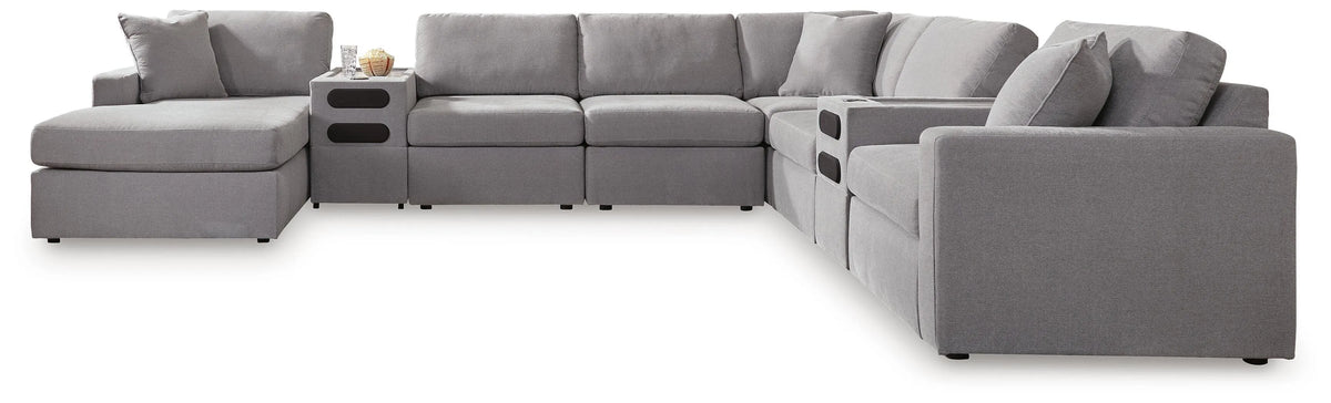 Marlow 8-Piece Sectional with Storage Chaise and Audio Consoles in Granite