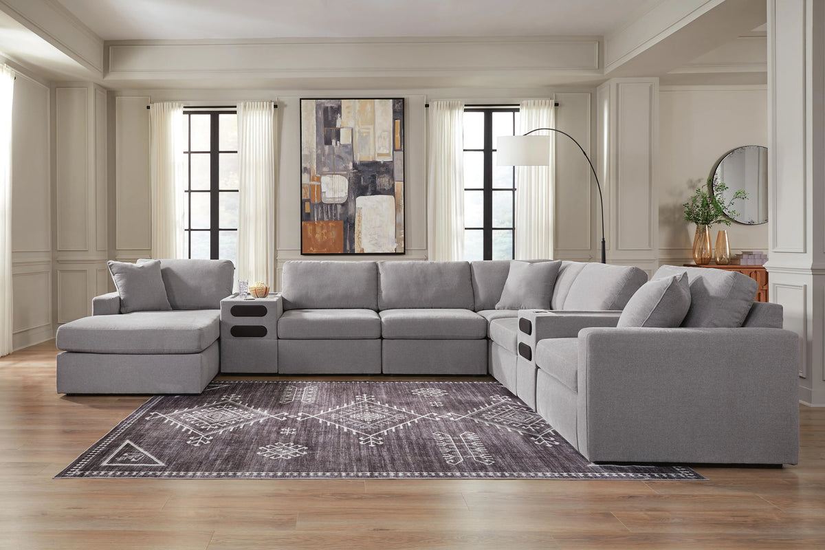 Marlow 8-Piece Sectional with Storage Chaise and Audio Consoles in Granite