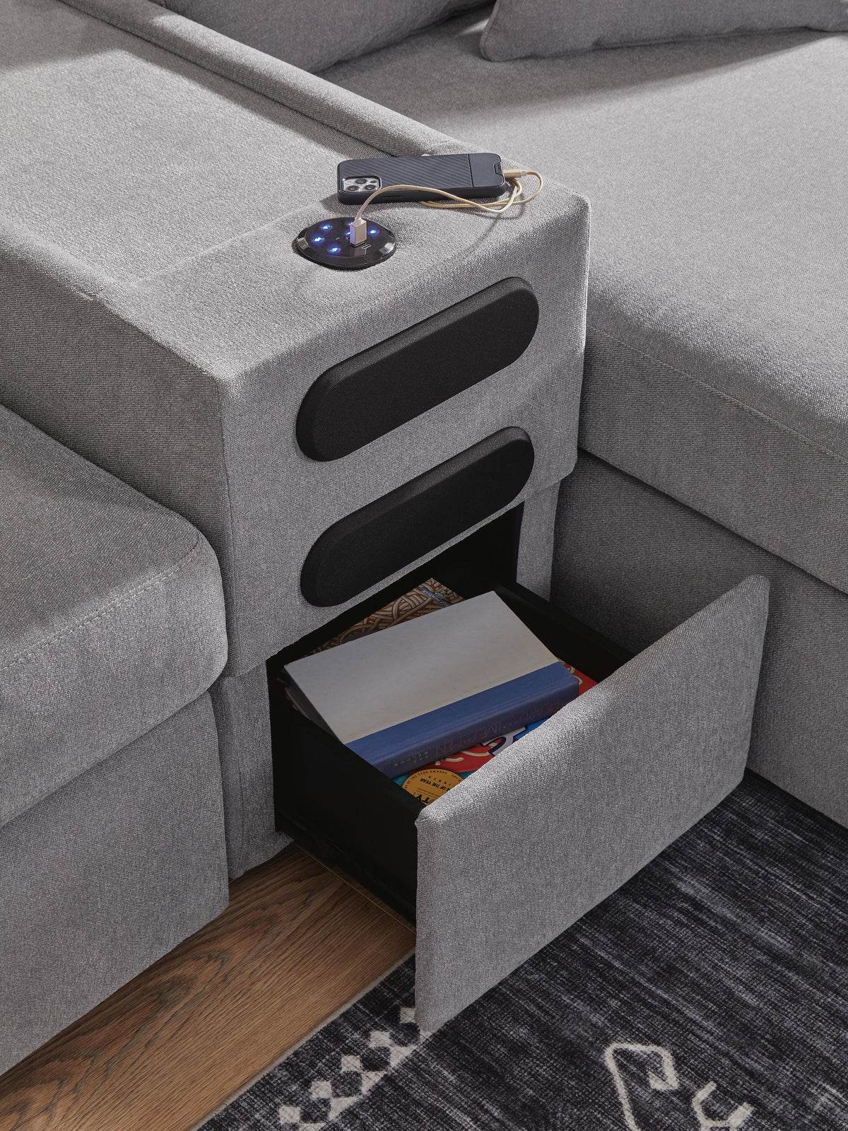 Marlow 4-Piece Sectional with Chaise in Granite Performance Fabric II