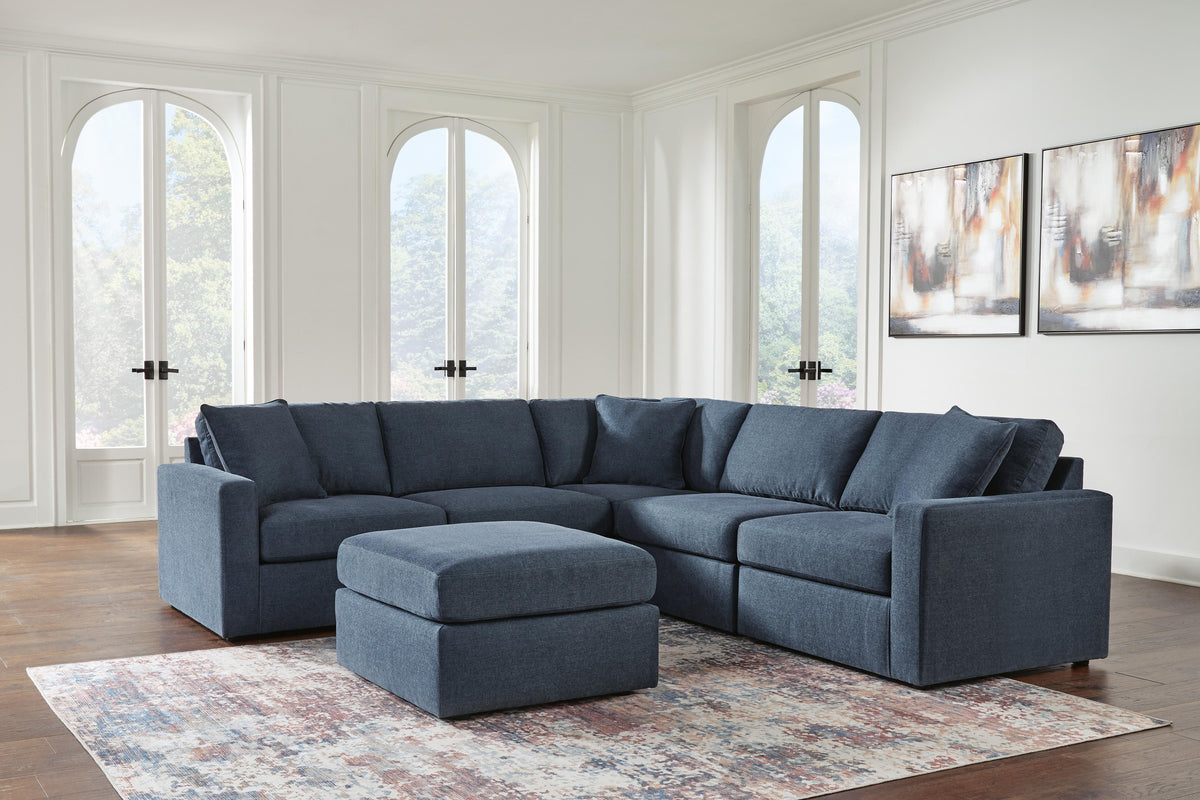 Marlow 5-Piece Sectional and Ottoman in Ink