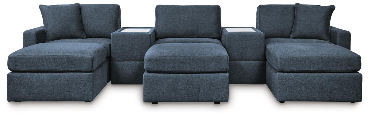 Marlow 5-Piece Sectional and 3 Ottomans in Ink