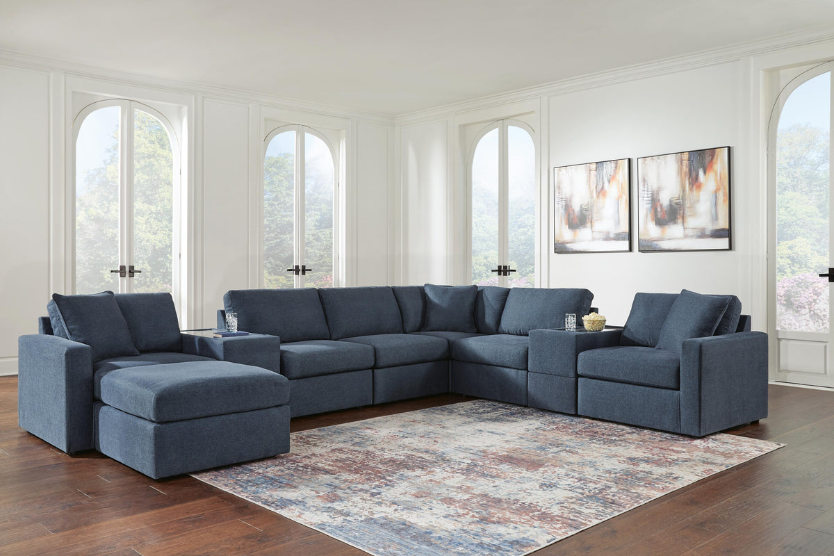Marlow 8-Piece Sectional and Ottoman in Ink