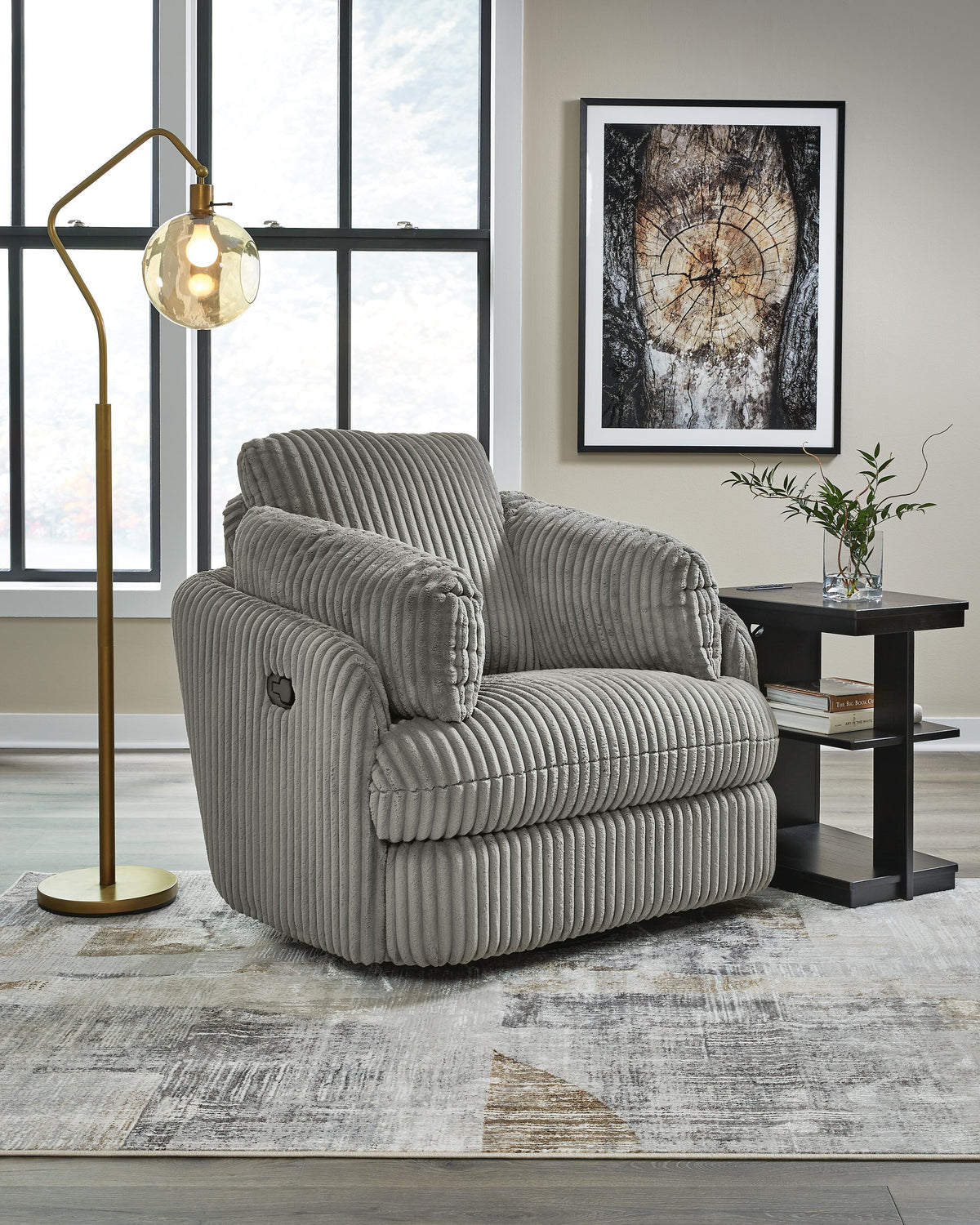 Selkie Swivel Glider Recliner in Fog