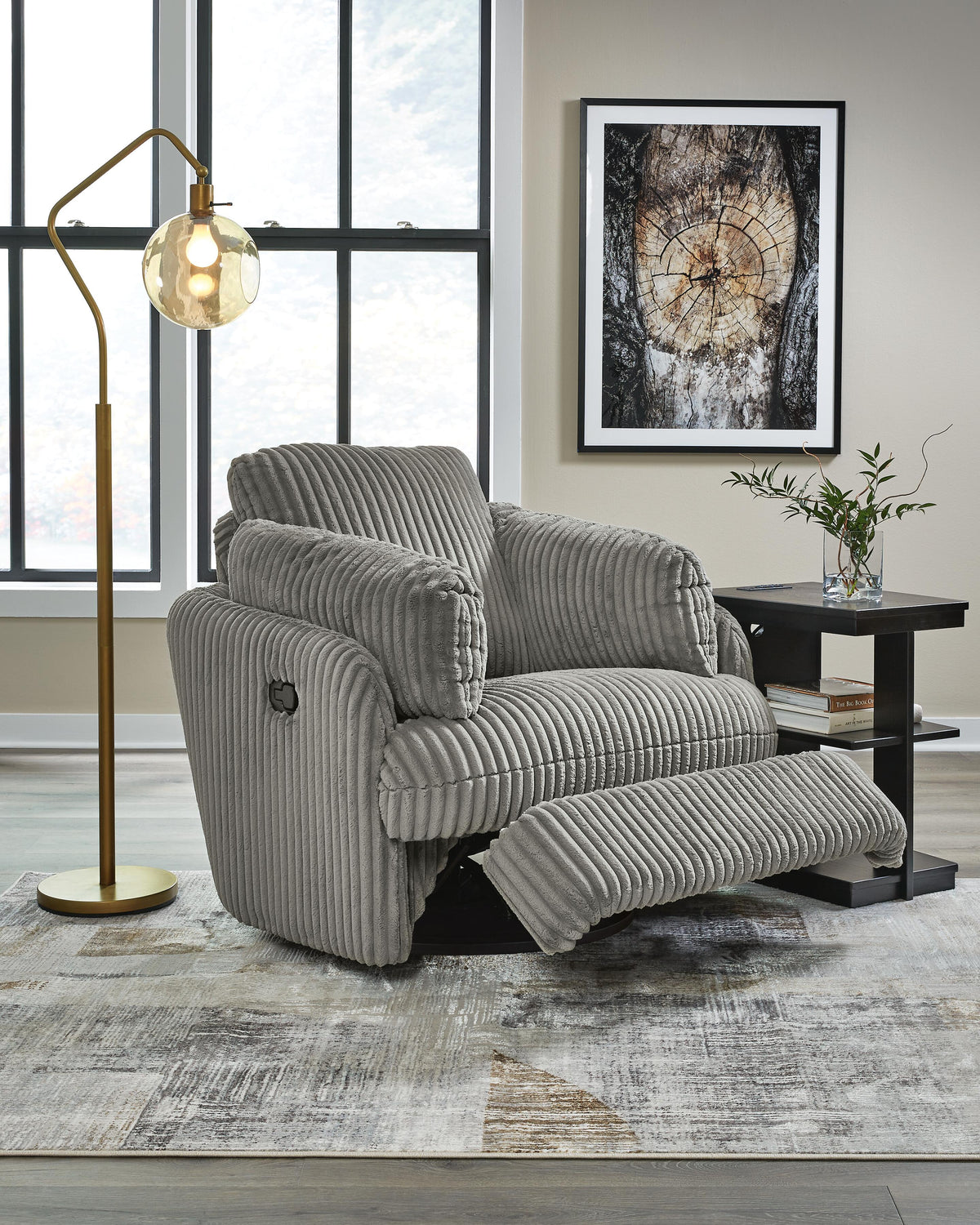 Selkie Swivel Glider Recliner in Fog