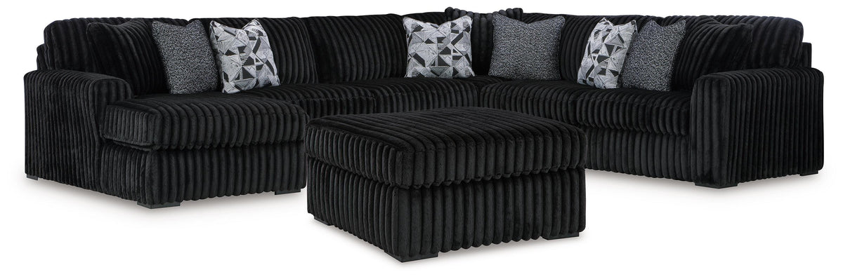 Winslow 4-Piece Sectional and Ottoman in Onyx