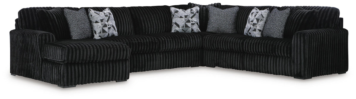 Winslow 4-Piece Sectional with Chaise in Onyx Fabric