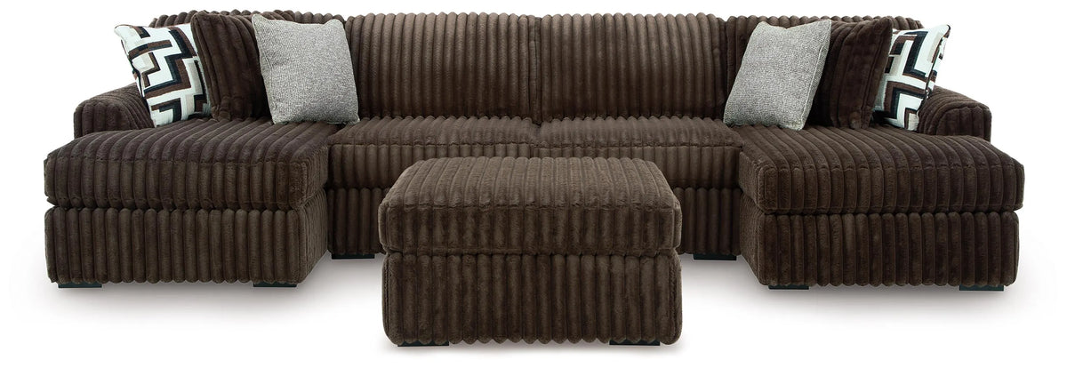 Winslow 3-Piece Double Chaise Sectional and Ottoman