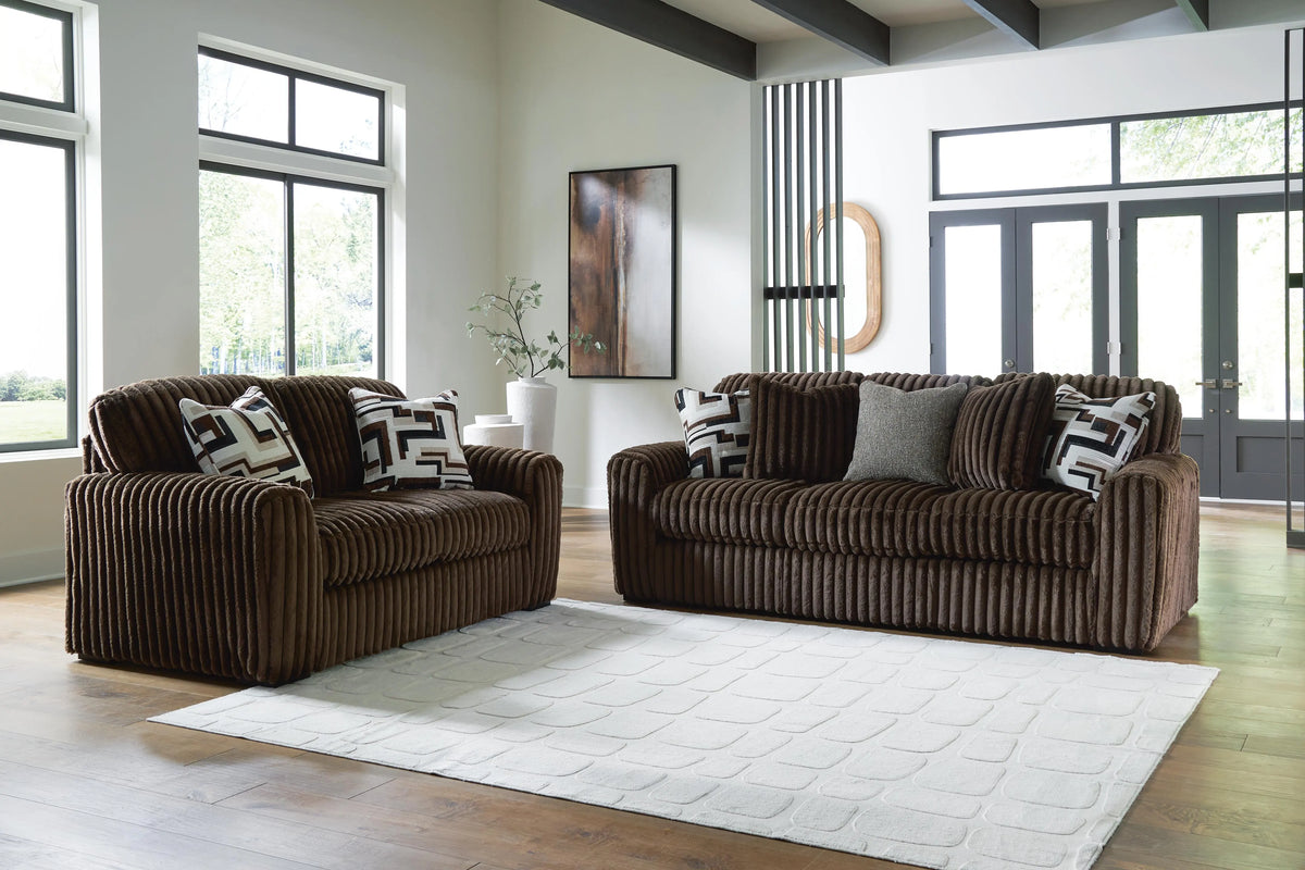 Winslow Sofa and Loveseat in Chocolate