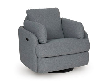 Nambucca Light Swivel Power Recliner in Salt and Pepper