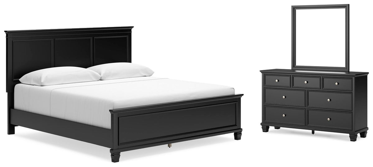 Kelmar King Panel Bed with Dresser and Mirror