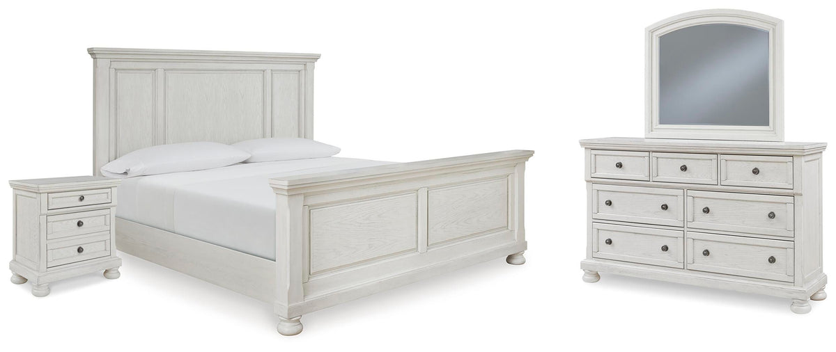 Hadley Queen Panel Bed with Dresser and Mirror and Nightstand