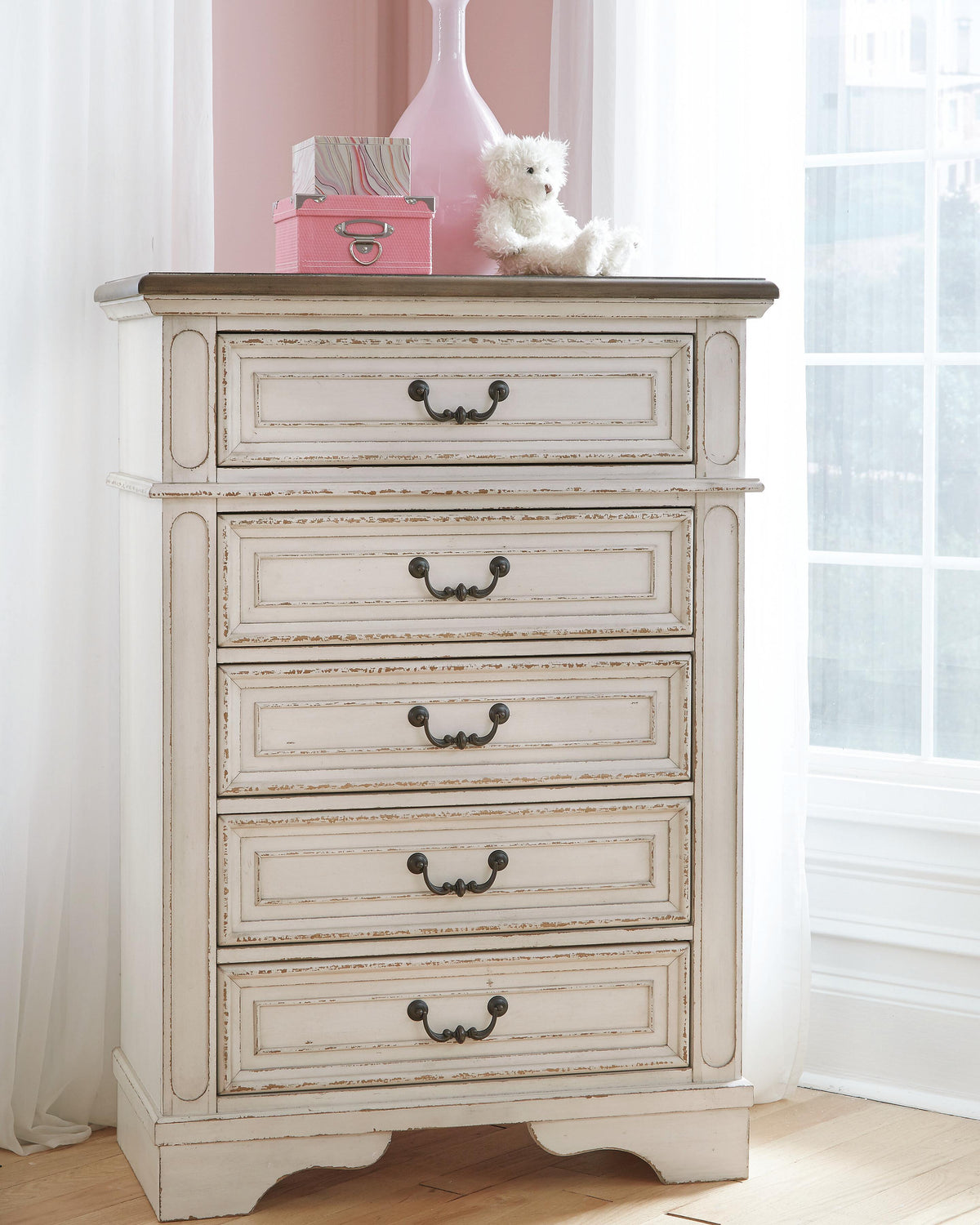 Barnwell King Upholstered Panel Bed with Chest and 2 Nightstands