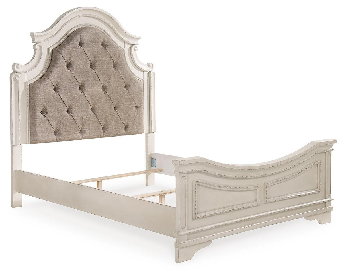 Barnwell Queen Upholstered Panel Bed and 2 Nightstands