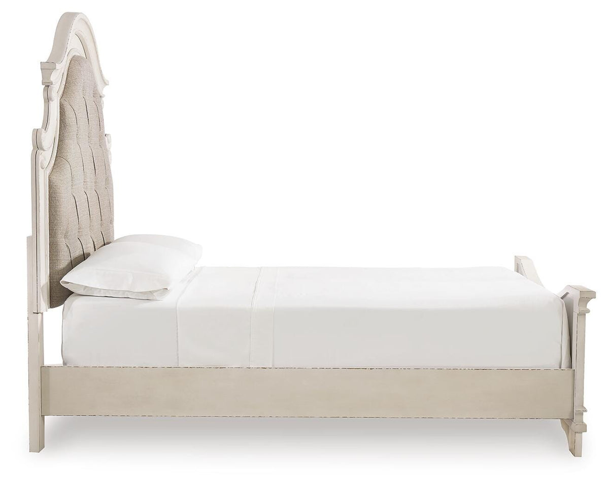 Barnwell Queen Upholstered Panel Bed with Dresser and Nightstand