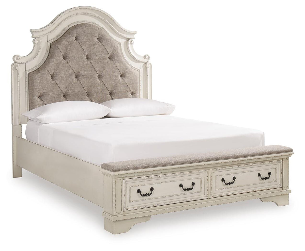 Barnwell Queen Upholstered Storage Bed with Dresser and Nightstand