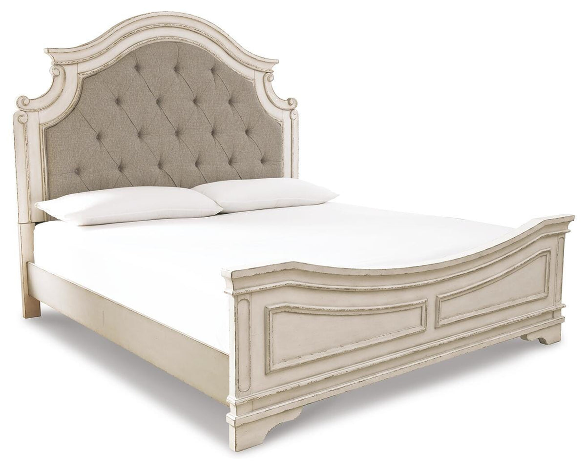 Barnwell King Upholstered Panel Bed with Chest and 2 Nightstands