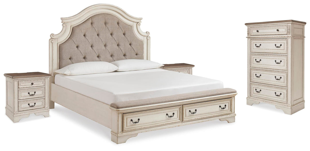 Barnwell King Storage Bed with Chest and 2 Nightstands