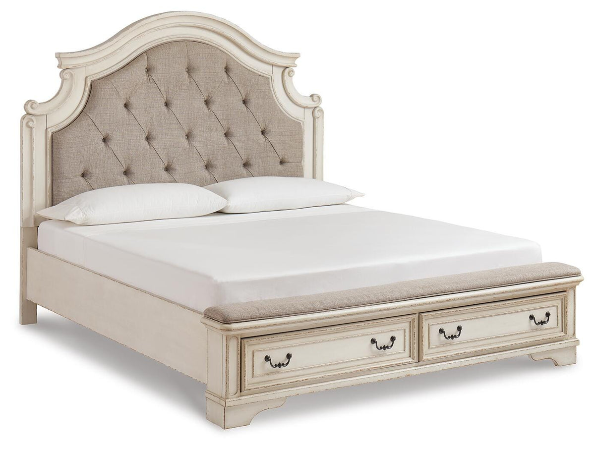 Barnwell King Upholstered Panel Storage Bed and 2 Nightstands
