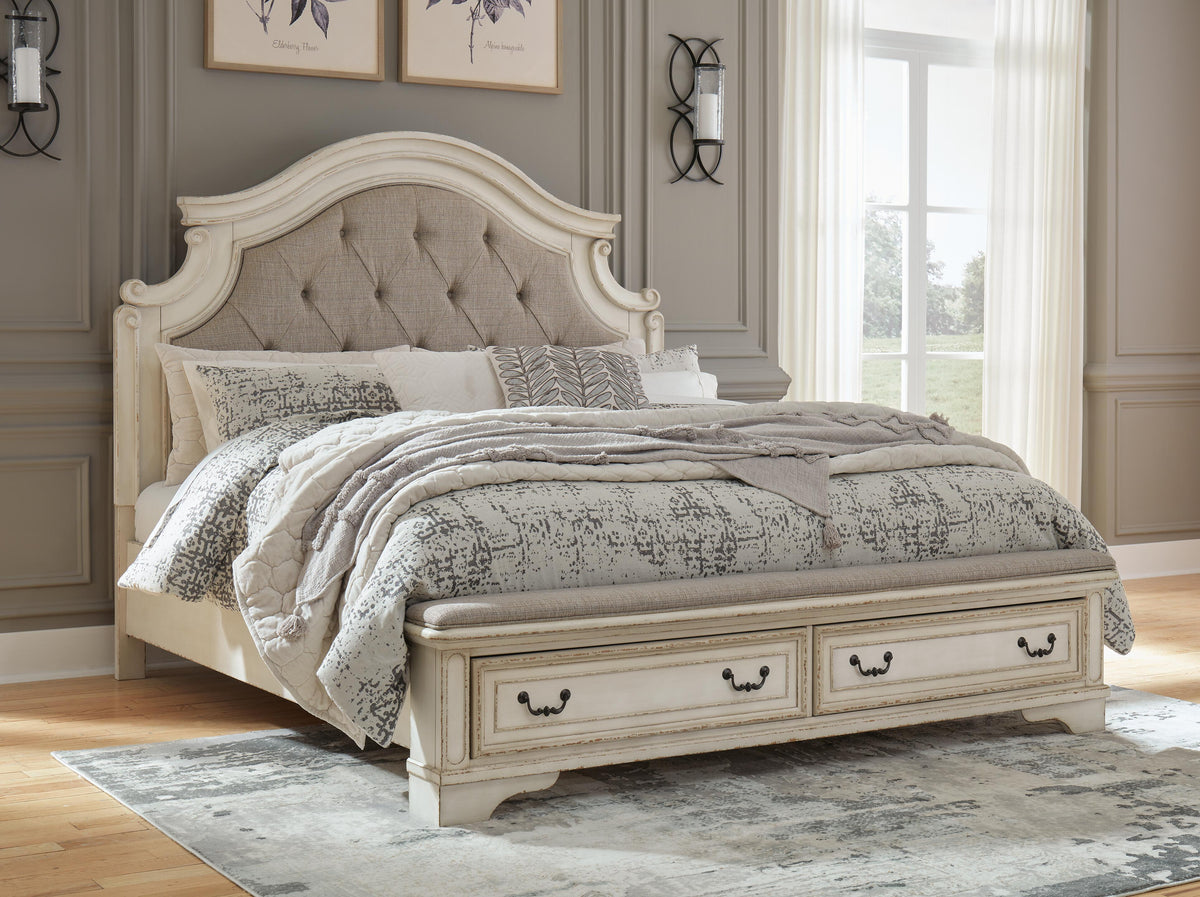 Barnwell King Upholstered Panel Storage Bed and 2 Nightstands