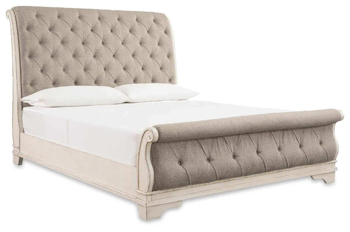 Barnwell Queen Upholstered Sleigh Bed with Dresser and 2 Nightstands
