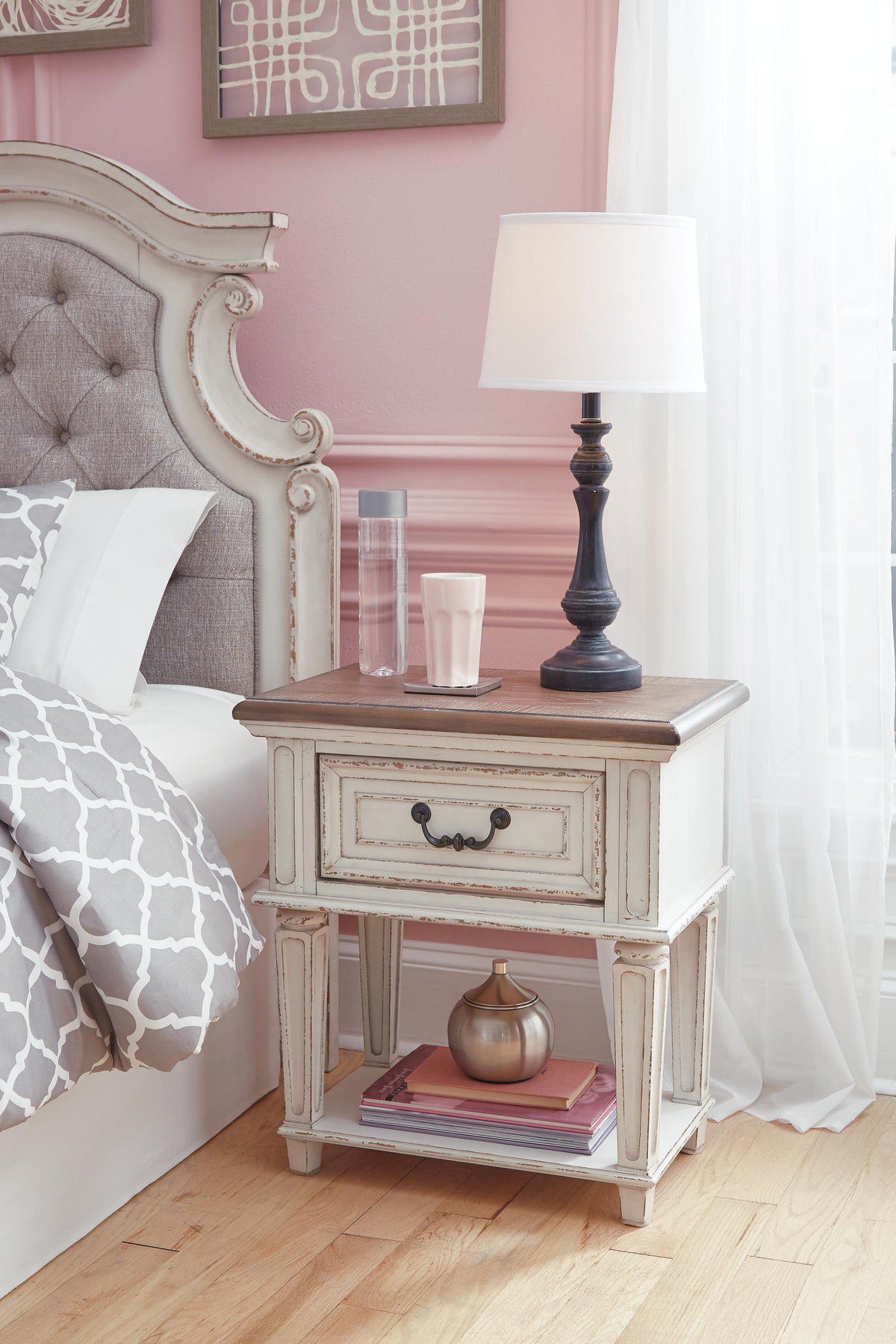 Barnwell Queen Upholstered Sleigh Bed with Dresser and 2 Nightstands