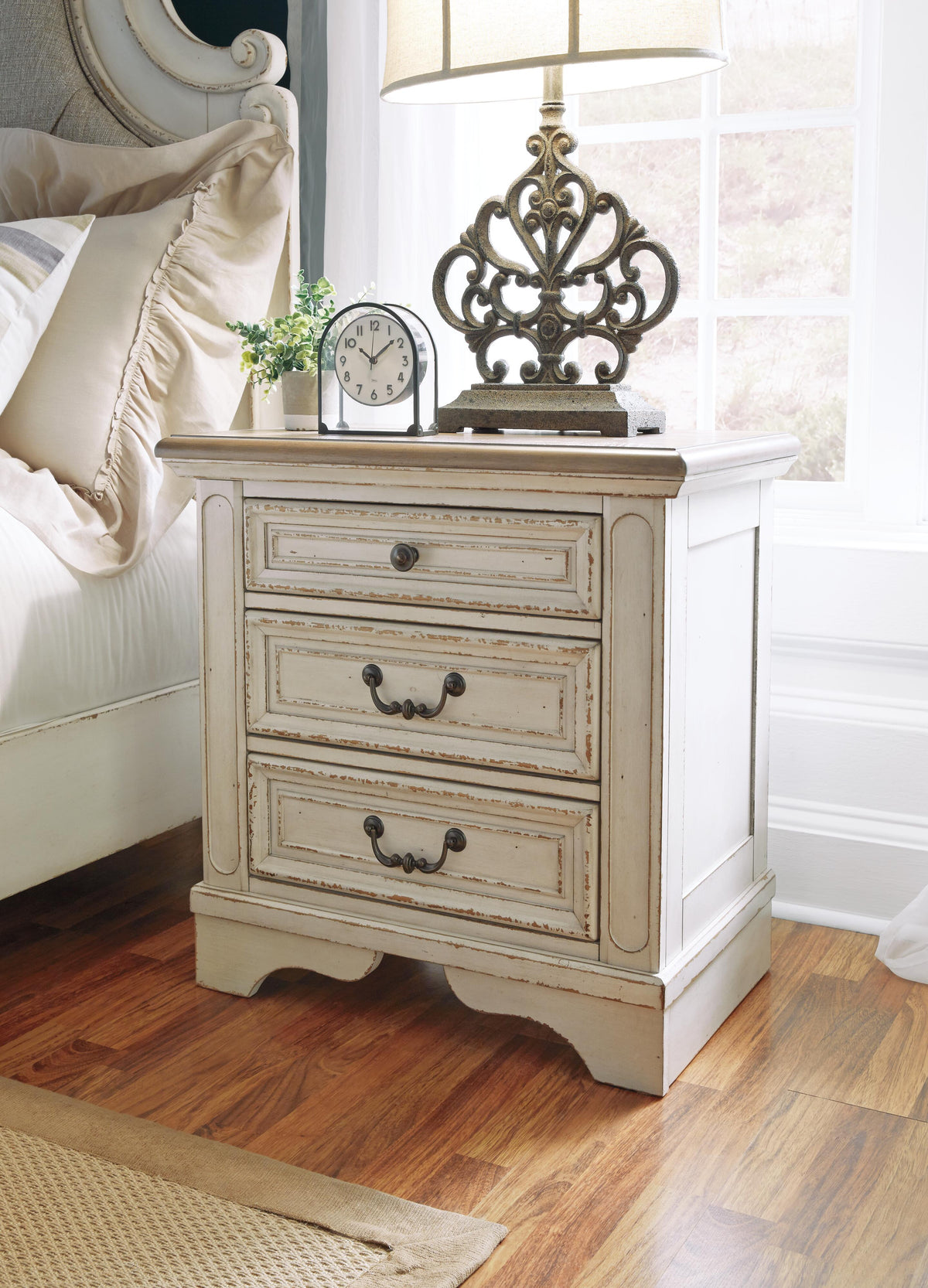 Barnwell Queen Upholstered Panel Bed with Dresser and Nightstand
