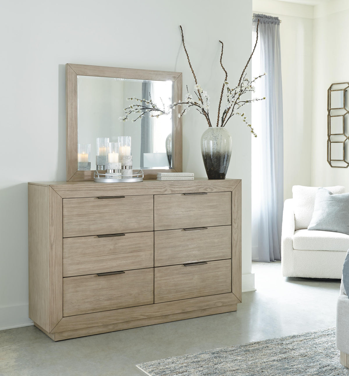 Halyard Dresser and Mirror in Bisque