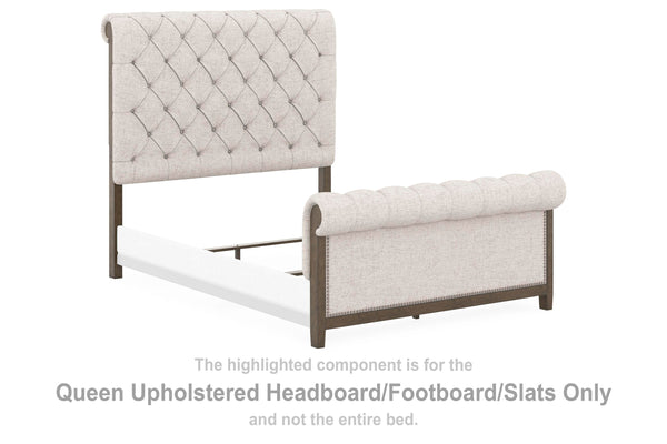 Hillcott Queen Upholstered Headboard/Footboard/Slats