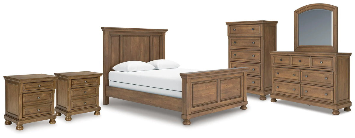 Sedgewick Queen Panel Bed with Dresser and Mirror and Chest and 2 Nightstands