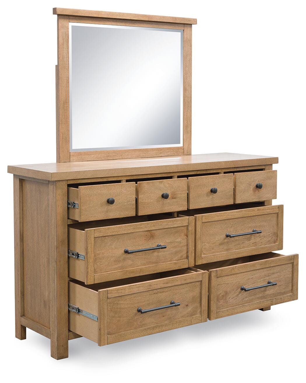 Wexford Queen Upholstered Storage Bed with Dresser and Mirror