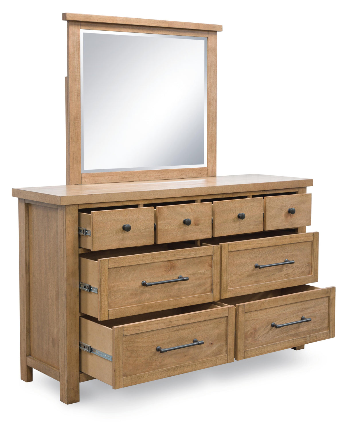 Wexford Queen Upholstered Storage Bed with Dresser and Mirror