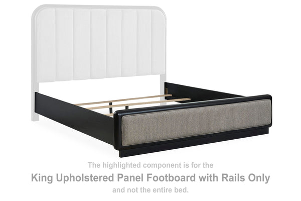 Rowanbeck King Upholstered Panel Footboard with Rails
