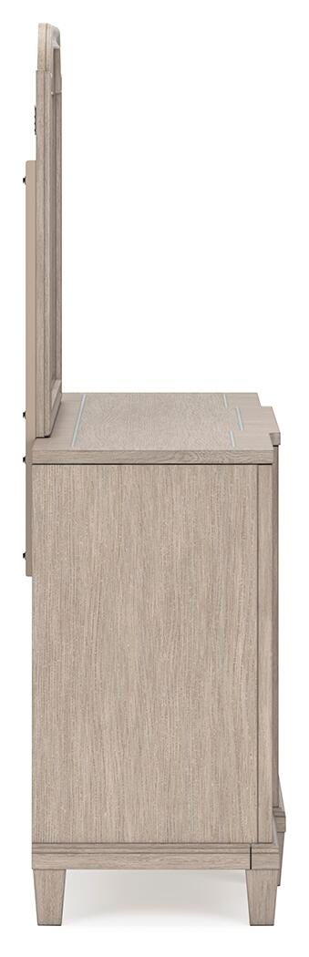 Ashfield King Upholstered Panel Bed with Dresser and Mirror
